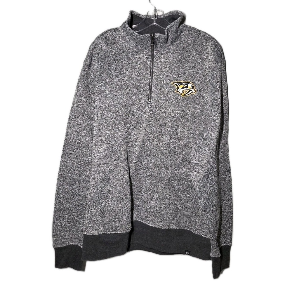 47 Nashville Predators NHL Hockey Encore Kodiak 1/4 Zip Pullover Heather Gray XL